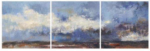 Ploughed Earth, triptych. Oil on board, 30 x 90 cm. SOLD