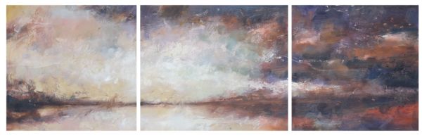 Stars Will Light Our Way, triptych. Oil on board, 30 x 95 cm