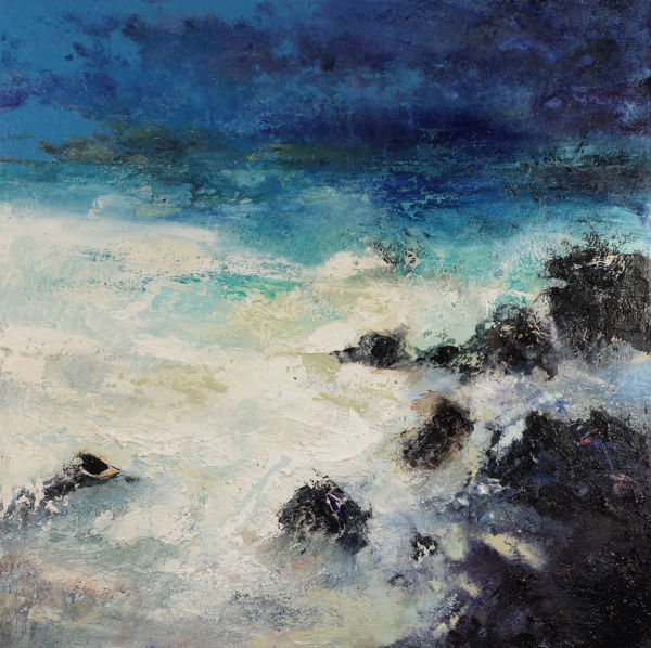 Beach of Pearls. Oil, sand on canvas, 90 x 90 cm